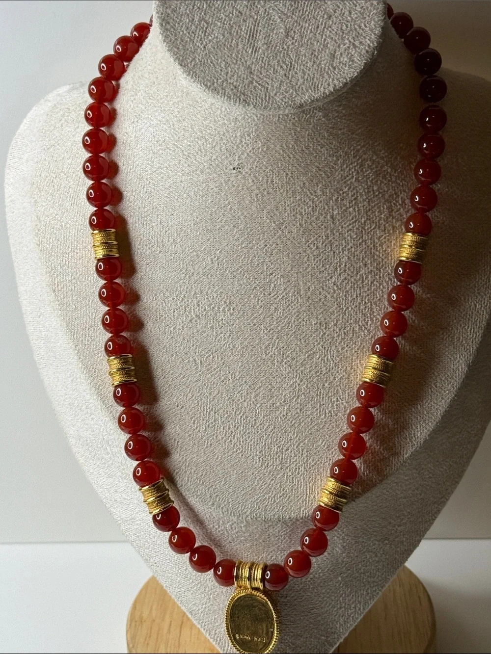 Vintage MMA Carnelian Bead Necklace earring Gold plate Scarab Egyptian revival⭐️ - Picture 10 of 17